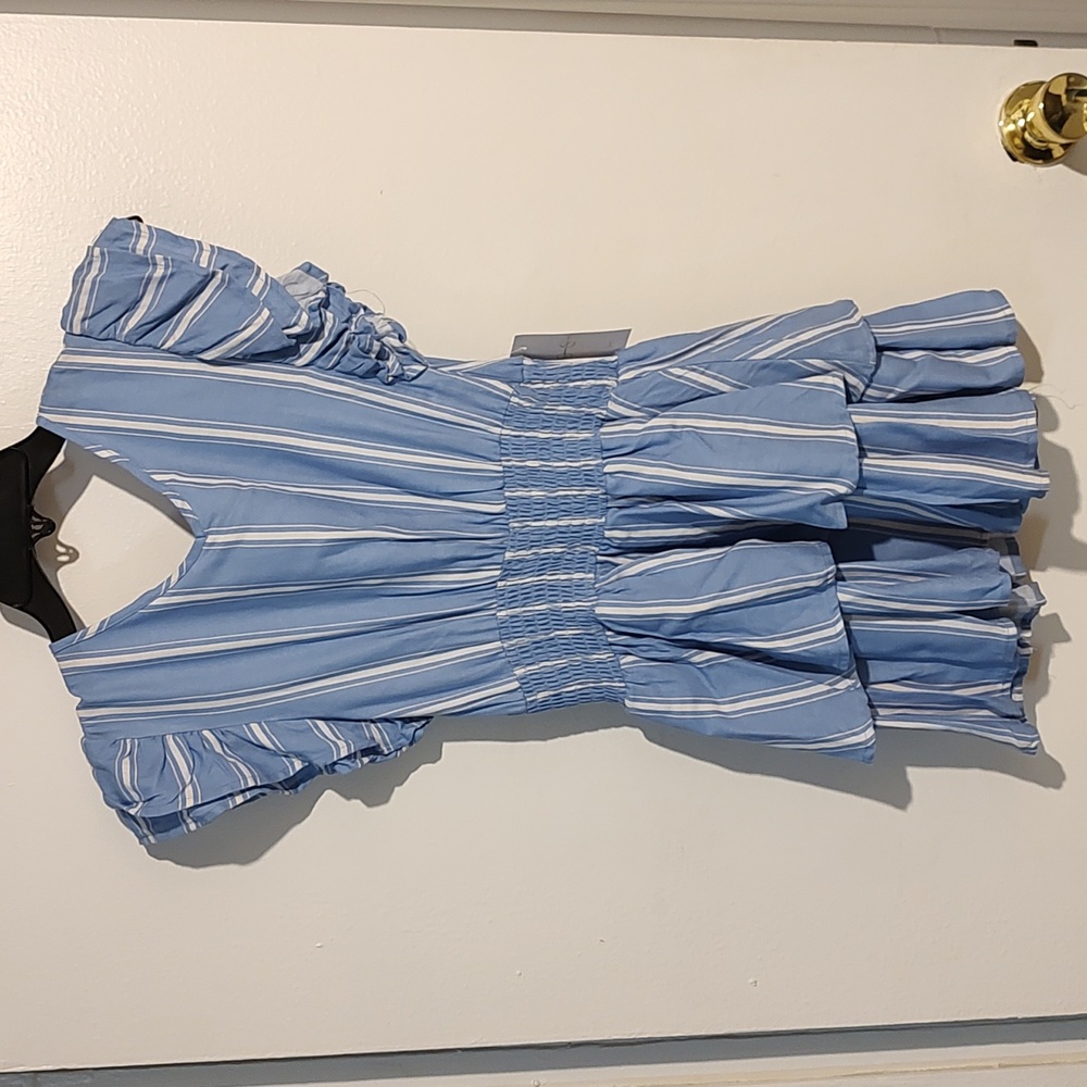 Jessica Simpson Girls Blue/White Ruffle Dress Size 8